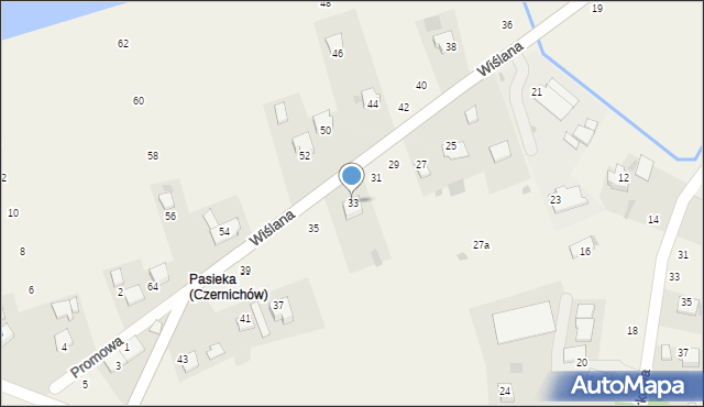 Czernichów, Wiślana, 33, mapa Czernichów
