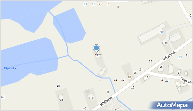 Czernichów, Wiślana, 34, mapa Czernichów