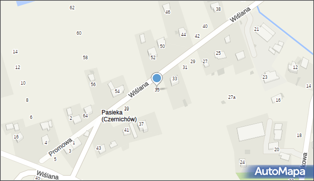 Czernichów, Wiślana, 35, mapa Czernichów