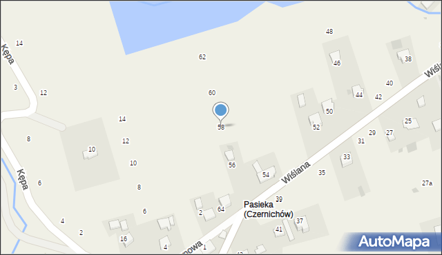 Czernichów, Wiślana, 58, mapa Czernichów