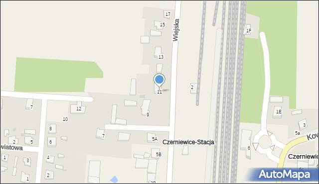Czerniewice, Wiejska, 11, mapa Czerniewice