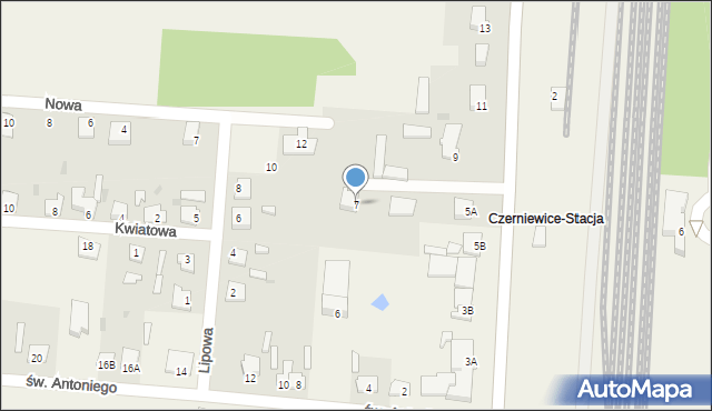 Czerniewice, Wiejska, 7, mapa Czerniewice