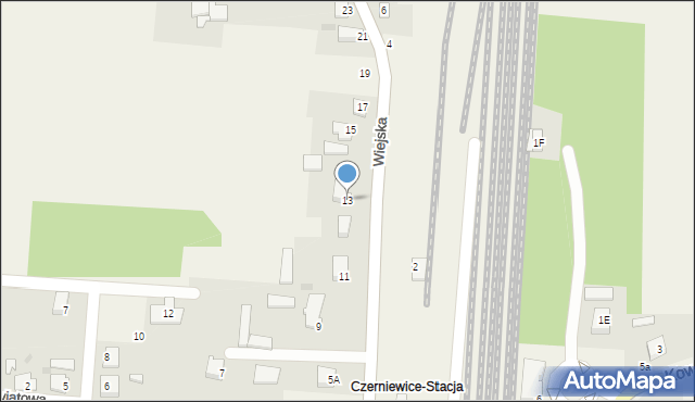 Czerniewice, Wiejska, 13, mapa Czerniewice