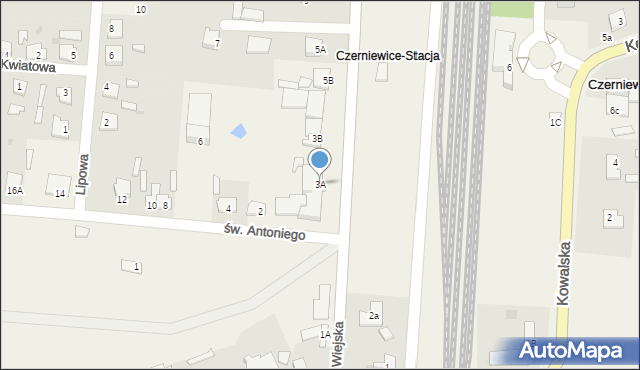 Czerniewice, Wiejska, 3A, mapa Czerniewice
