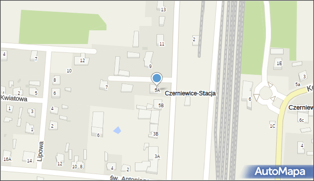 Czerniewice, Wiejska, 5A, mapa Czerniewice