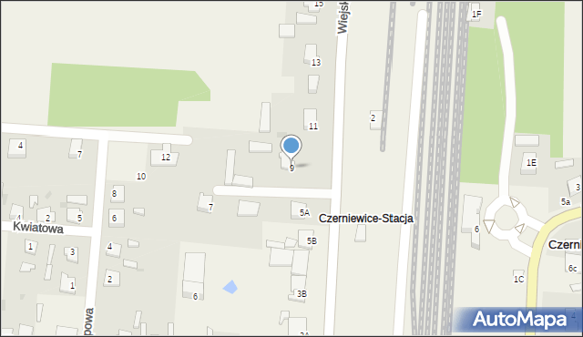 Czerniewice, Wiejska, 9, mapa Czerniewice