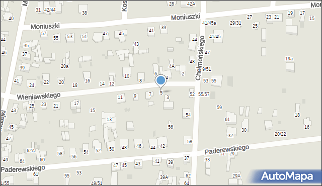 Częstochowa, Wieniawskiego Henryka, 5, mapa Częstochowy