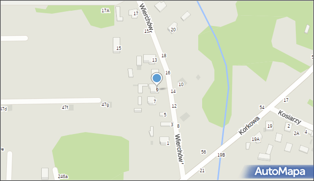 Częstochowa, Wierchów, 9, mapa Częstochowy