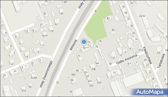 Częstochowa, Wilsona Tomasza, 72, mapa Częstochowy