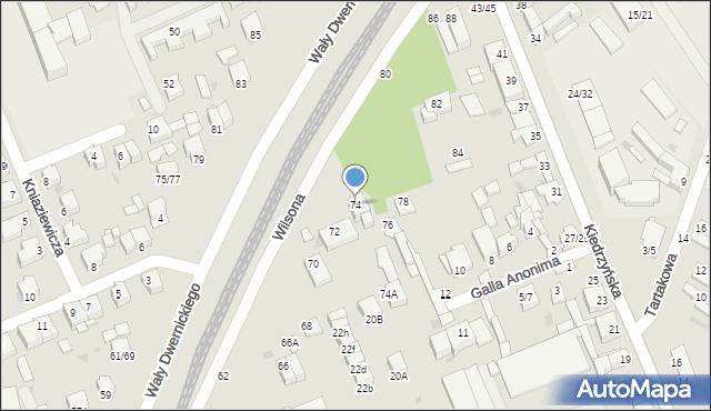 Częstochowa, Wilsona Tomasza, 74, mapa Częstochowy
