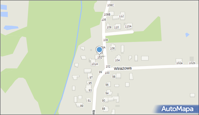 Częstochowa, Wirażowa, 101, mapa Częstochowy