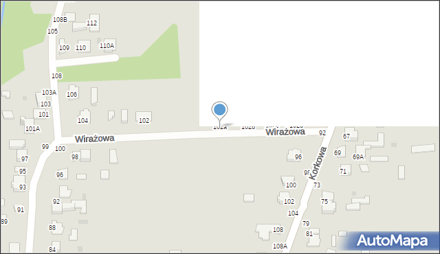 Częstochowa, Wirażowa, 102a, mapa Częstochowy