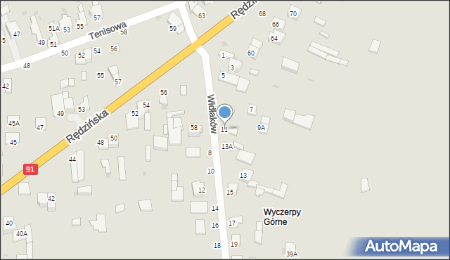 Częstochowa, Widłaków, 11, mapa Częstochowy