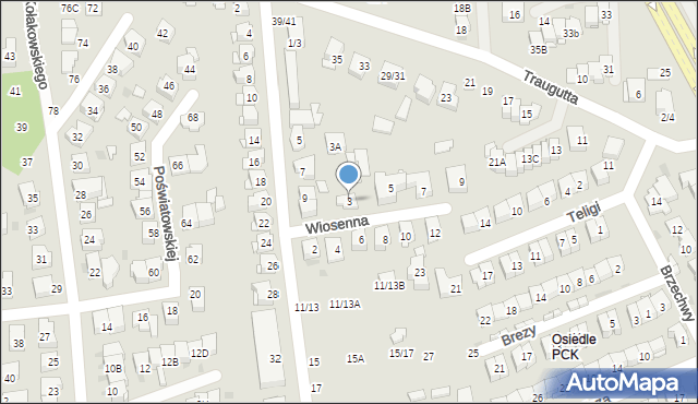 Częstochowa, Wiosenna, 3, mapa Częstochowy