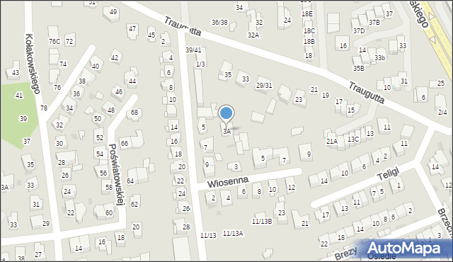 Częstochowa, Wiosenna, 3A, mapa Częstochowy