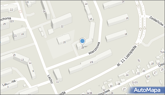 Częstochowa, Wierzbowa, 18, mapa Częstochowy