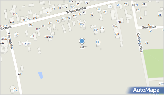 Częstochowa, Wielkoborska, 89B, mapa Częstochowy