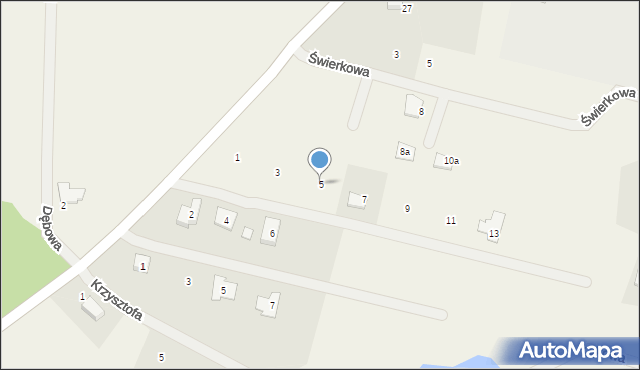 Dąbie, Widokowa, 5, mapa Dąbie