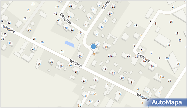 Dąbrowa, Wiejska, 18, mapa Dąbrowa