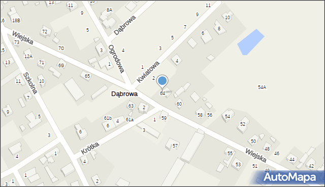 Dąbrowa, Wiejska, 64, mapa Dąbrowa
