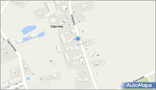 Dąbrowa, Wiejska, 11, mapa Dąbrowa