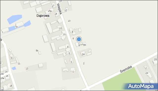 Dąbrowa, Wiejska, 4, mapa Dąbrowa