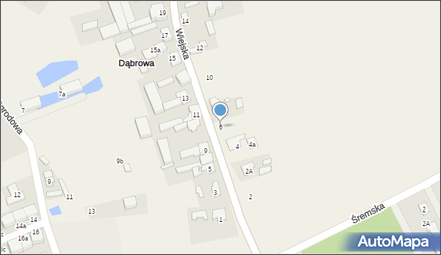 Dąbrowa, Wiejska, 6, mapa Dąbrowa