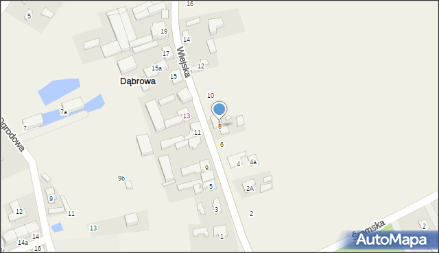 Dąbrowa, Wiejska, 8, mapa Dąbrowa