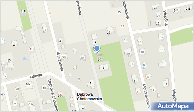 Dąbrowa Chotomowska, Wiśniowa, 12, mapa Dąbrowa Chotomowska