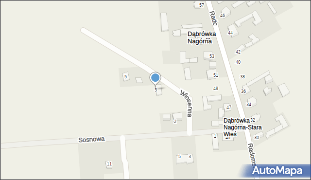 Dąbrówka Nagórna, Wiosenna, 3, mapa Dąbrówka Nagórna
