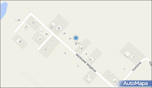 Dąbrówka Nowa, Wichrowe Wzgórze, 12, mapa Dąbrówka Nowa