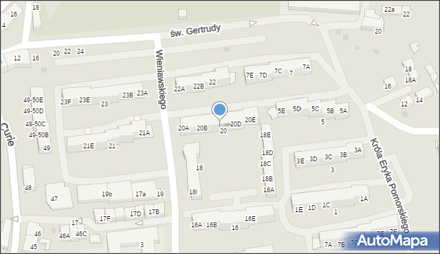 Darłowo, Wieniawskiego Henryka, 20C, mapa Darłowo