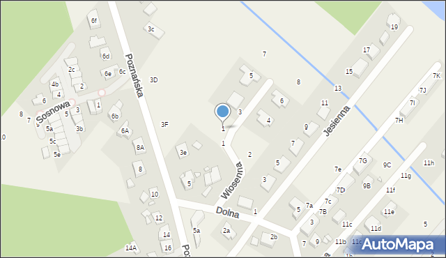 Daszewice, Wiosenna, 1, mapa Daszewice