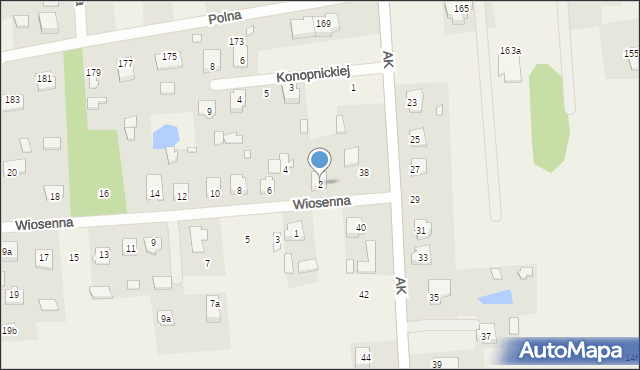 Dębe Wielkie, Wiosenna, 2, mapa Dębe Wielkie