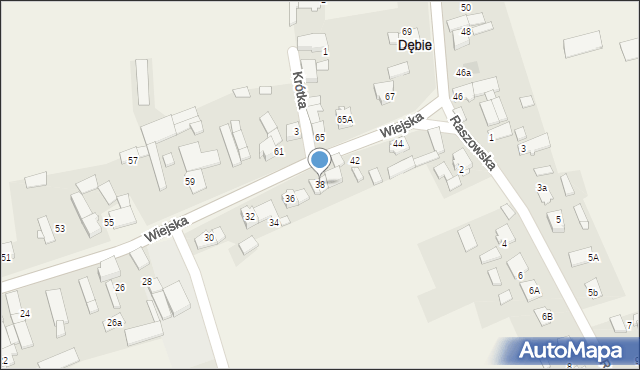 Dębie, Wiejska, 38, mapa Dębie