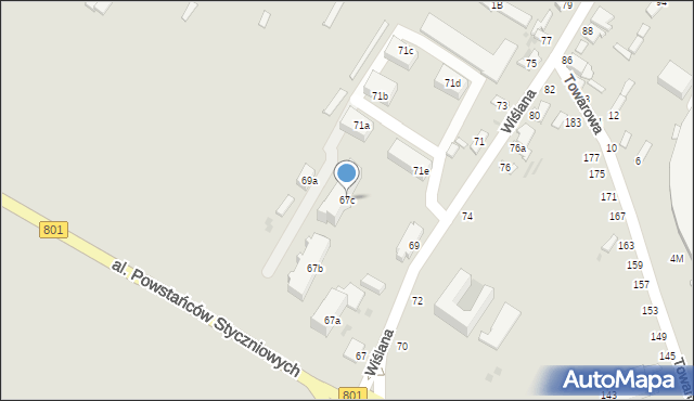 Dęblin, Wiślana, 67c, mapa Dęblin