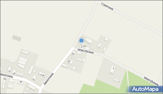 Dębno, Wierzbowa, 1, mapa Dębno