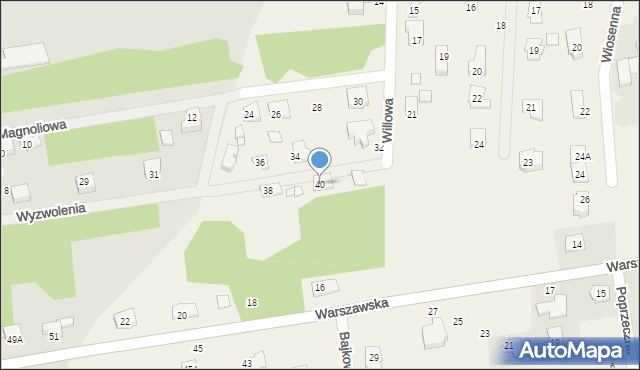 Długa Szlachecka, Willowa, 40, mapa Długa Szlachecka