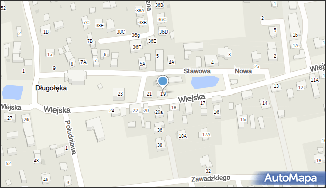 Długołęka, Wiejska, 19, mapa Długołęka