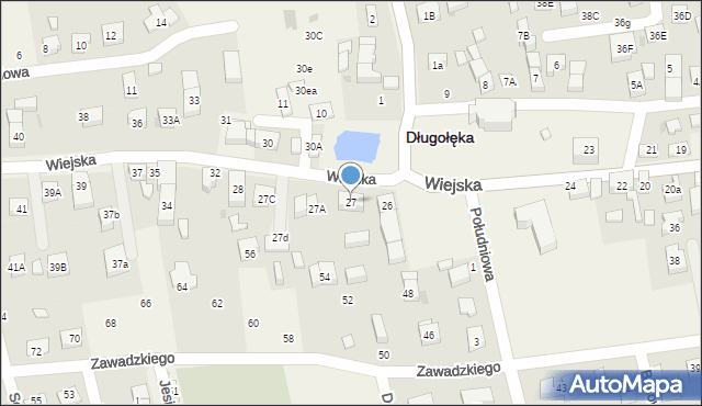 Długołęka, Wiejska, 27, mapa Długołęka