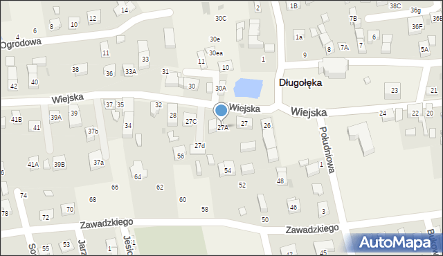Długołęka, Wiejska, 27A, mapa Długołęka