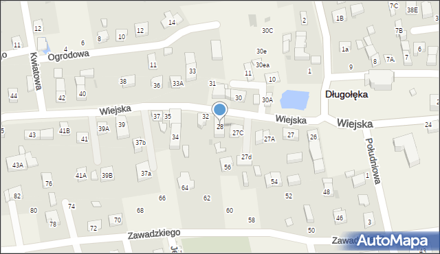 Długołęka, Wiejska, 28, mapa Długołęka