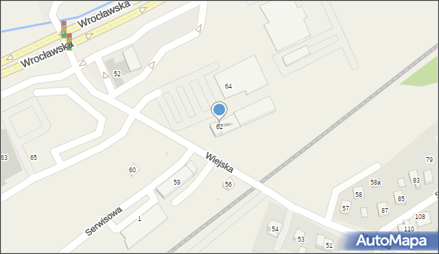 Długołęka, Wiejska, 62, mapa Długołęka