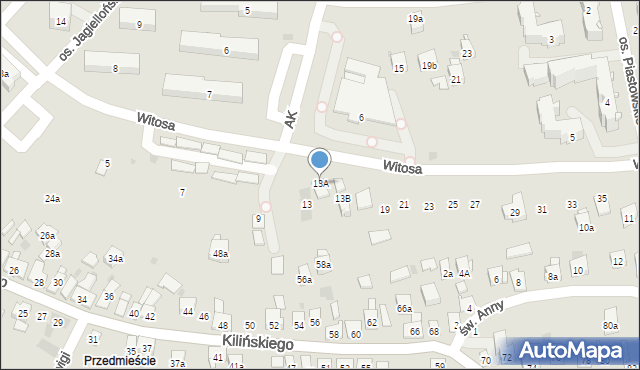 Dobczyce, Witosa Wincentego, 13A, mapa Dobczyce