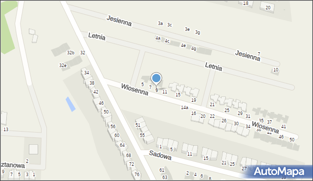 Dobrzykowice, Wiosenna, 9, mapa Dobrzykowice