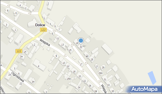 Dolice, Wiejska, 21, mapa Dolice