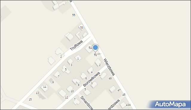 Dopiewiec, Wierzbowa, 51, mapa Dopiewiec