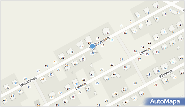 Dopiewo, Wierzbowa, 20, mapa Dopiewo