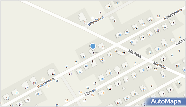 Dopiewo, Wierzbowa, 3, mapa Dopiewo