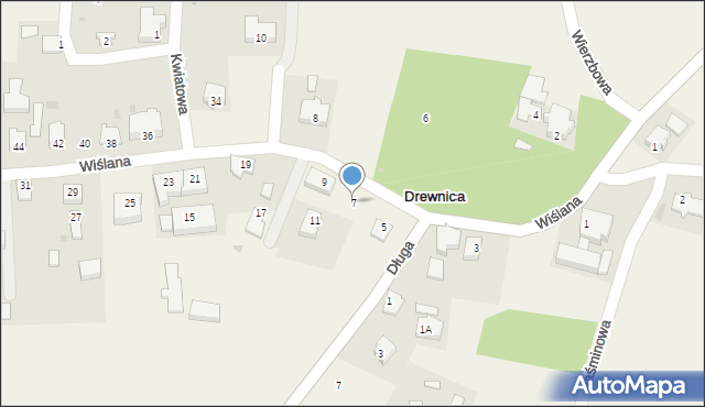 Drewnica, Wiślana, 7, mapa Drewnica